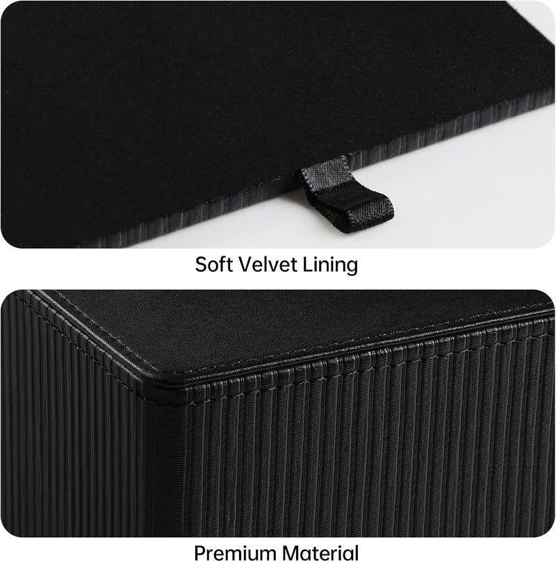 Cretkhp Tissue Box Cover Square with Magnetic Closure, PU Leather Tissue Box Holder for Bathroom NightStands Livingroom, Decorative Modern Square Tissue Holder (Black) - Image 4